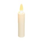 Det genopladelige LED-dinerlys DORSETTO 97 mm (løst) er et cremefarvet LED-lys med en gul-orange flamme, vist stående på en hvid baggrund.